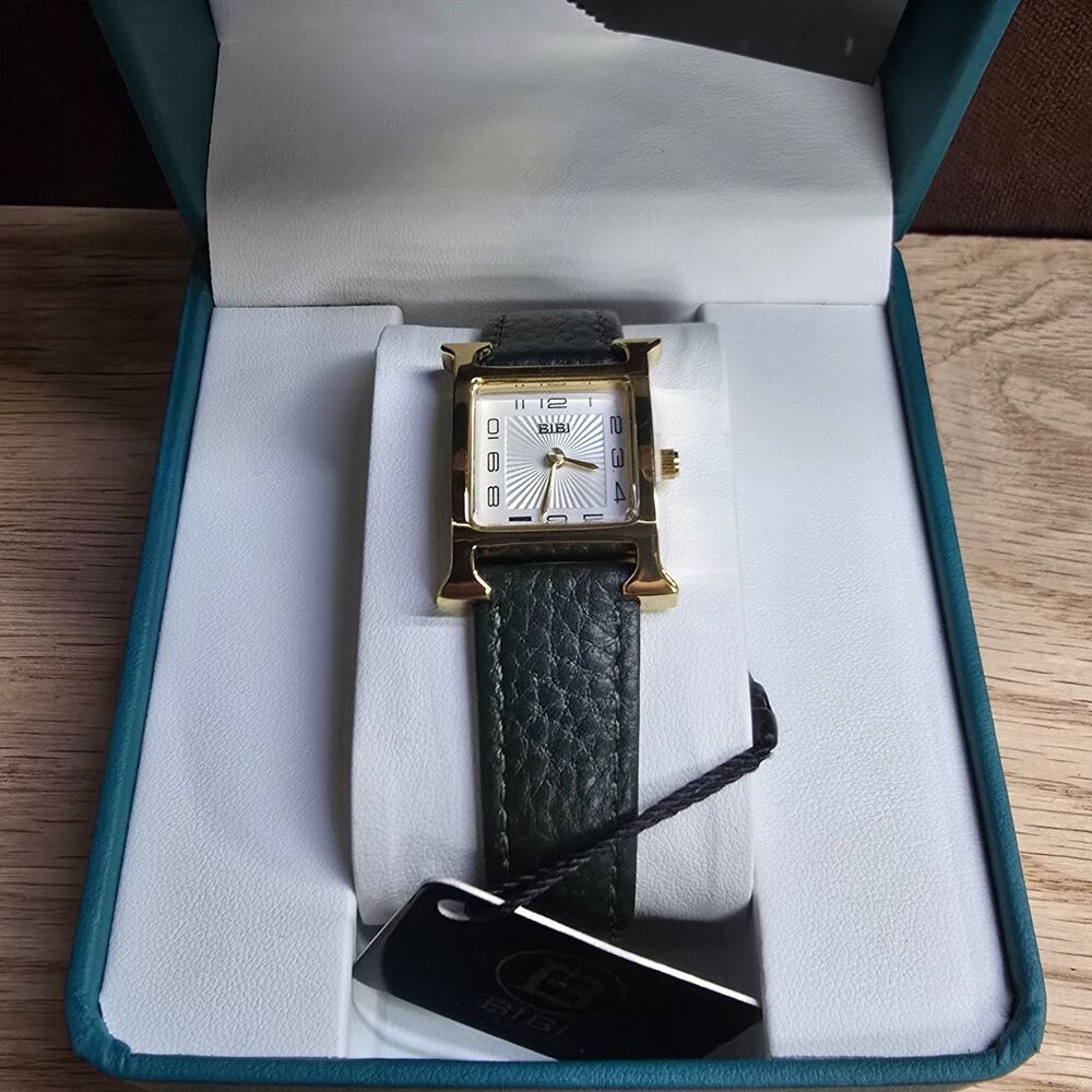 BIBI Luxury Women’s Gold Tone Green Leather Watch New in Box